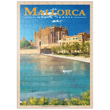 Darstellung des Puzzle Motivs puzzleplate Palma de Mallorca, Spain - The Enchanting Santa Maria Cathedral by the Sea, Vintage Travel Poster 200 Puzzle