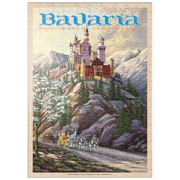 Darstellung des Puzzle Motivs puzzleplate Neuschwanstein Castle, Germany - Whispers of Winter's Fantasy, Vintage Travel Poster 200 Puzzle