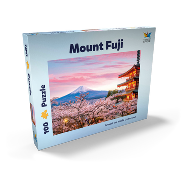 Darstellung des Puzzle Motivs Kirschblüte an der Chureito Pagode mit Blick auf den Mount Fuji - Japan 100 Puzzle Schachtel Ansicht2