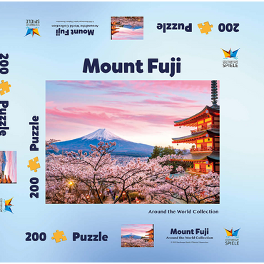 Darstellung des Puzzle Motivs Kirschblüte an der Chureito Pagode mit Blick auf den Mount Fuji - Japan 200 Puzzle Schachtel 3D Modell