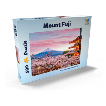 Darstellung des Puzzle Motivs Kirschblüte an der Chureito Pagode mit Blick auf den Mount Fuji - Japan 500 Puzzle Schachtel Ansicht2