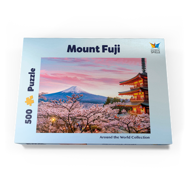 Darstellung des Puzzle Motivs Kirschblüte an der Chureito Pagode mit Blick auf den Mount Fuji - Japan 500 Puzzle Schachtel Ansicht3