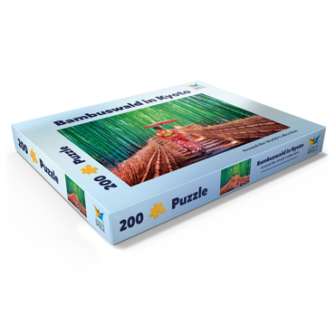 Darstellung des Puzzle Motivs Frau im traditionellen Kimono im Bambuswald bei Kyoto, Japan 200 Puzzle Schachtel Ansicht1