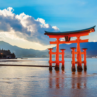 Darstellung des Puzzle Motivs O-Torii-Tor vor dem Itsukushima Schrein auf der Insel Miyajima - Hiroshima, Japan 100 Puzzle 3D Modell