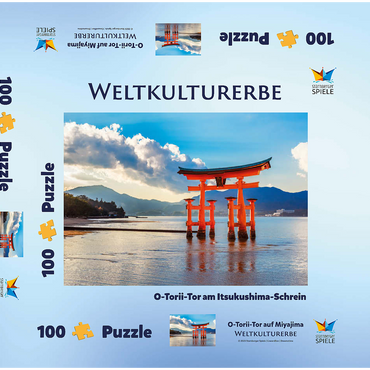 Darstellung des Puzzle Motivs O-Torii-Tor vor dem Itsukushima Schrein auf der Insel Miyajima - Hiroshima, Japan 100 Puzzle Schachtel 3D Modell
