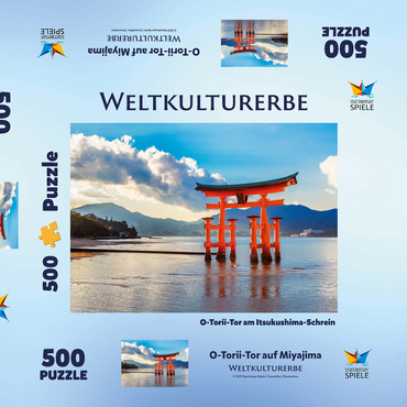 Darstellung des Puzzle Motivs O-Torii-Tor vor dem Itsukushima Schrein auf der Insel Miyajima - Hiroshima, Japan 500 Puzzle Schachtel 3D Modell