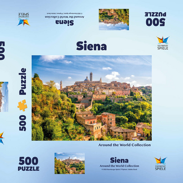 Darstellung des Puzzle Motivs Panorama von Siena - Toskana, Italien 500 Puzzle Schachtel 3D Modell