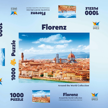 Darstellung des Puzzle Motivs Stadtbildpanorama von Florenz - Toskana, Italien 1000 Puzzle Schachtel 3D Modell