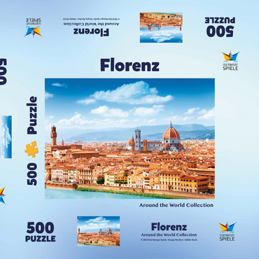 Darstellung des Puzzle Motivs Stadtbildpanorama von Florenz - Toskana, Italien 500 Puzzle Schachtel 3D Modell