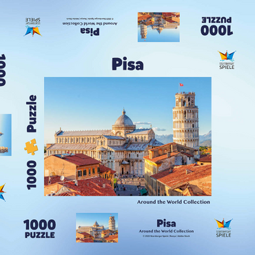 Darstellung des Puzzle Motivs Dom und Schiefer Turm von Pisa - Toskana, Italien 1000 Puzzle Schachtel 3D Modell
