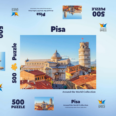 Darstellung des Puzzle Motivs Dom und Schiefer Turm von Pisa - Toskana, Italien 500 Puzzle Schachtel 3D Modell