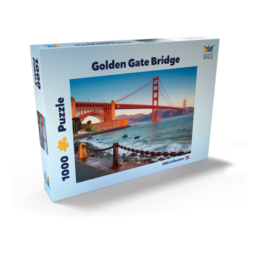 Darstellung des Puzzle Motivs Golden Gate Bridge im Sonnenaufgang - San Francisco, Kalifornien, USA 1000 Puzzle Schachtel Ansicht2