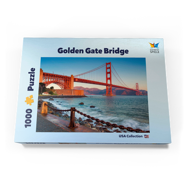 Darstellung des Puzzle Motivs Golden Gate Bridge im Sonnenaufgang - San Francisco, Kalifornien, USA 1000 Puzzle Schachtel Ansicht3
