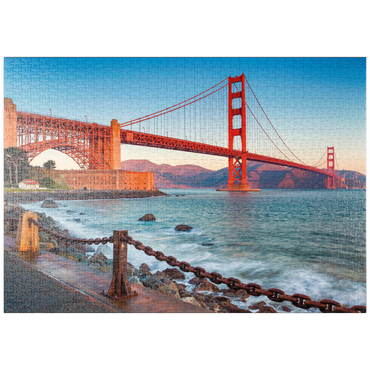 Darstellung des Puzzle Motivs puzzleplate Golden Gate Bridge im Sonnenaufgang - San Francisco, Kalifornien, USA 1000 Puzzle