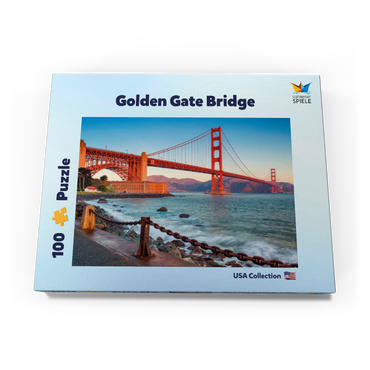 Darstellung des Puzzle Motivs Golden Gate Bridge im Sonnenaufgang - San Francisco, Kalifornien, USA 100 Puzzle Schachtel Ansicht3