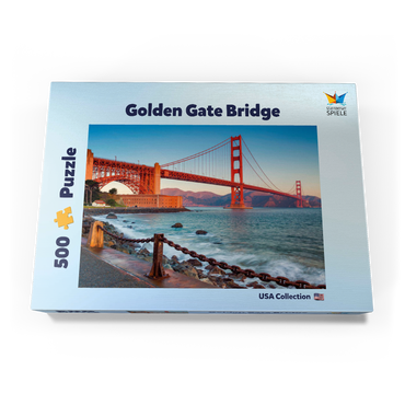 Darstellung des Puzzle Motivs Golden Gate Bridge im Sonnenaufgang - San Francisco, Kalifornien, USA 500 Puzzle Schachtel Ansicht3
