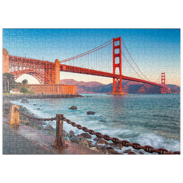 Darstellung des Puzzle Motivs puzzleplate Golden Gate Bridge im Sonnenaufgang - San Francisco, Kalifornien, USA 500 Puzzle