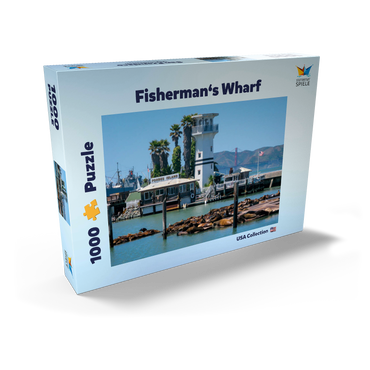Darstellung des Puzzle Motivs Seelöwenkolonie am Pier 39 des Fisherman's Wharf - San Francisco, Kalifornien, USA 1000 Puzzle Schachtel Ansicht2