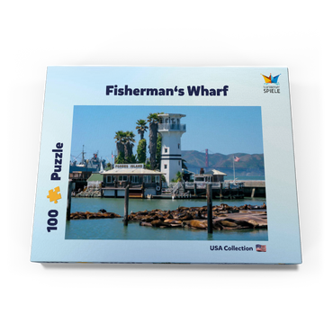 Darstellung des Puzzle Motivs Seelöwenkolonie am Pier 39 des Fisherman's Wharf - San Francisco, Kalifornien, USA 100 Puzzle Schachtel Ansicht3
