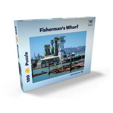 Darstellung des Puzzle Motivs Seelöwenkolonie am Pier 39 des Fisherman's Wharf - San Francisco, Kalifornien, USA 200 Puzzle Schachtel Ansicht2