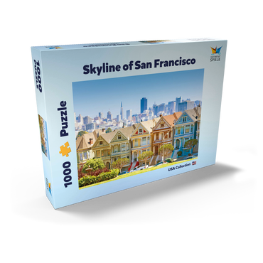 Darstellung des Puzzle Motivs Skyline von San Francisco mit den Painted Ladies am Alamo Square im Vordergrund - Kalifornien, USA 1000 Puzzle Schachtel Ansicht2