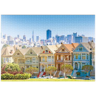 Darstellung des Puzzle Motivs puzzleplate Skyline von San Francisco mit den Painted Ladies am Alamo Square im Vordergrund - Kalifornien, USA 1000 Puzzle