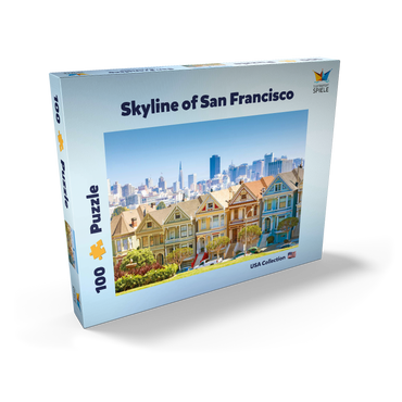 Darstellung des Puzzle Motivs Skyline von San Francisco mit den Painted Ladies am Alamo Square im Vordergrund - Kalifornien, USA 100 Puzzle Schachtel Ansicht2