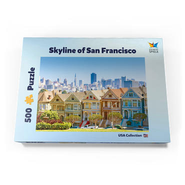 Darstellung des Puzzle Motivs Skyline von San Francisco mit den Painted Ladies am Alamo Square im Vordergrund - Kalifornien, USA 500 Puzzle Schachtel Ansicht3