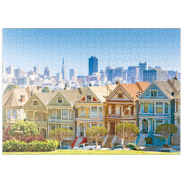 Darstellung des Puzzle Motivs puzzleplate Skyline von San Francisco mit den Painted Ladies am Alamo Square im Vordergrund - Kalifornien, USA 500 Puzzle