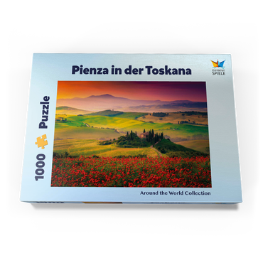 Darstellung des Puzzle Motivs Malerischer Sonnenaufgang in der Toskana - Pienza, Italien 1000 Puzzle Schachtel Ansicht3
