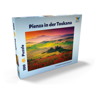 Darstellung des Puzzle Motivs Malerischer Sonnenaufgang in der Toskana - Pienza, Italien 100 Puzzle Schachtel Ansicht2