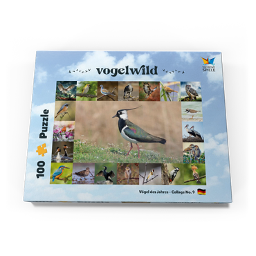 Darstellung des Puzzle Motivs Vögel des Jahres - Collage Nr.9 - Hauptmotiv: Kiebitz 100 Puzzle Schachtel Ansicht3
