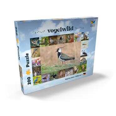 Darstellung des Puzzle Motivs Vögel des Jahres - Collage Nr.9 - Hauptmotiv: Kiebitz 200 Puzzle Schachtel Ansicht2