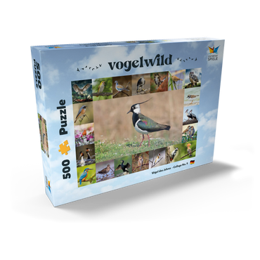 Darstellung des Puzzle Motivs Vögel des Jahres - Collage Nr.9 - Hauptmotiv: Kiebitz 500 Puzzle Schachtel Ansicht2
