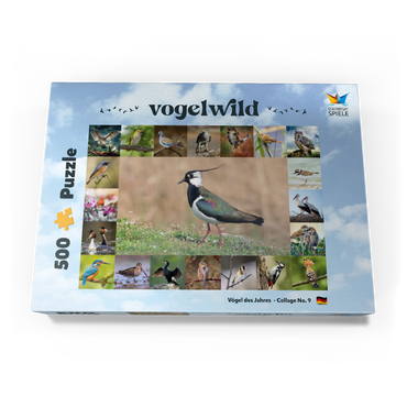 Darstellung des Puzzle Motivs Vögel des Jahres - Collage Nr.9 - Hauptmotiv: Kiebitz 500 Puzzle Schachtel Ansicht3