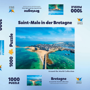 Darstellung des Puzzle Motivs Saint Malo - Stadt der Seeräuber - Bretagne, Frankreich 1000 Puzzle Schachtel 3D Modell
