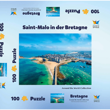 Darstellung des Puzzle Motivs Saint Malo - Stadt der Seeräuber - Bretagne, Frankreich 100 Puzzle Schachtel 3D Modell