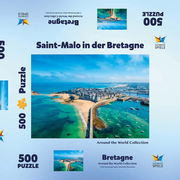 Darstellung des Puzzle Motivs Saint Malo - Stadt der Seeräuber - Bretagne, Frankreich 500 Puzzle Schachtel 3D Modell