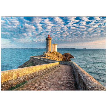 Darstellung des Puzzle Motivs puzzleplate Leuchtturm Phare du Petit Minou in Plouzane - Bretagne, Frankreich 1000 Puzzle