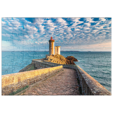 Darstellung des Puzzle Motivs puzzleplate Leuchtturm Phare du Petit Minou in Plouzane - Bretagne, Frankreich 100 Puzzle