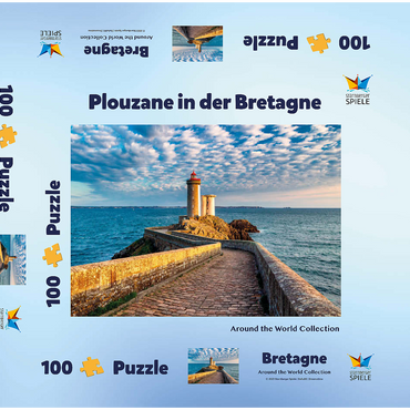 Darstellung des Puzzle Motivs Leuchtturm Phare du Petit Minou in Plouzane - Bretagne, Frankreich 100 Puzzle Schachtel 3D Modell