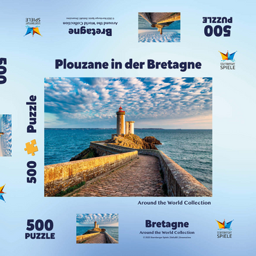 Darstellung des Puzzle Motivs Leuchtturm Phare du Petit Minou in Plouzane - Bretagne, Frankreich 500 Puzzle Schachtel 3D Modell