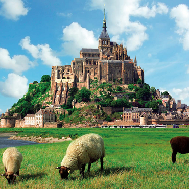 Darstellung des Puzzle Motivs Mont Saint Michel - Normadie, Bretagne, Frankreich, Weltkulturerbe 100 Puzzle 3D Modell