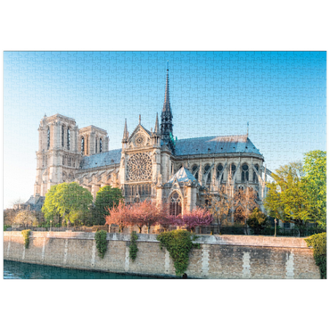Darstellung des Puzzle Motivs puzzleplate Die Kathedrale Notre Dame de Paris an der Seine - Frankreich 1000 Puzzle
