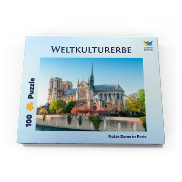 Darstellung des Puzzle Motivs Die Kathedrale Notre Dame de Paris an der Seine - Frankreich 100 Puzzle Schachtel Ansicht3