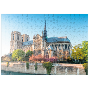 Darstellung des Puzzle Motivs puzzleplate Die Kathedrale Notre Dame de Paris an der Seine - Frankreich 200 Puzzle
