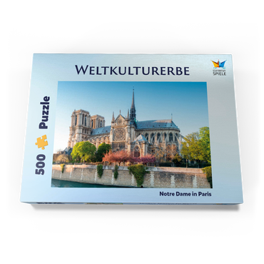 Darstellung des Puzzle Motivs Die Kathedrale Notre Dame de Paris an der Seine - Frankreich 500 Puzzle Schachtel Ansicht3