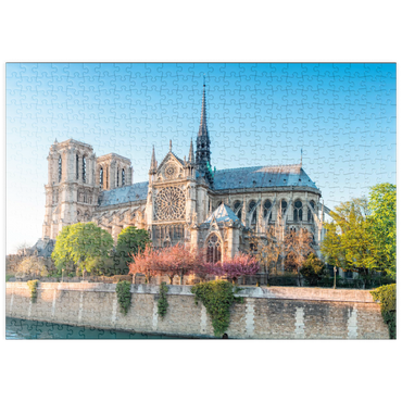 Darstellung des Puzzle Motivs puzzleplate Die Kathedrale Notre Dame de Paris an der Seine - Frankreich 500 Puzzle