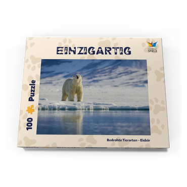 Darstellung des Puzzle Motivs Bedrohte Tierarten: Eisbär in Spitzbergen - Norwegen 100 Puzzle Schachtel Ansicht3
