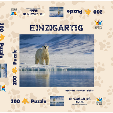 Darstellung des Puzzle Motivs Bedrohte Tierarten: Eisbär in Spitzbergen - Norwegen 200 Puzzle Schachtel 3D Modell